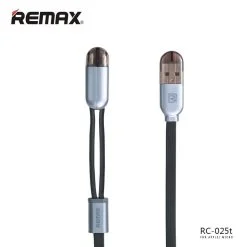 کابل شارژ دوکاره USB به MicroUSB و لایتنینگ ریمکس مدل Rc-025t اورجینال